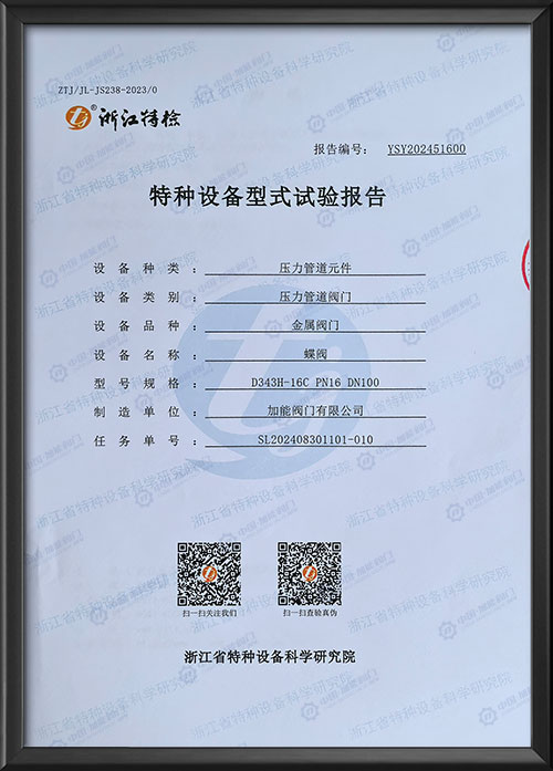 特种设备型式试验报告-蝶阀
