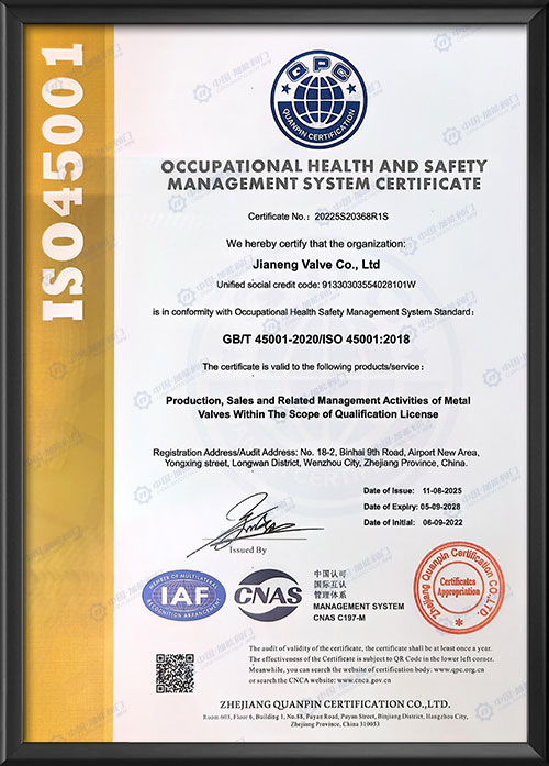 职业健康安全管理体系认证证书-英文